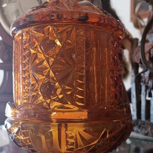 Fairy Lamp  Amber Indiana Glass Stars and Bars